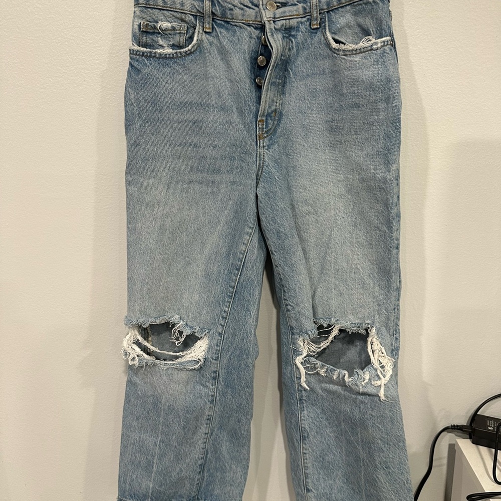 FP Movement by Free People Light Blue Distressed Ankle Jeans